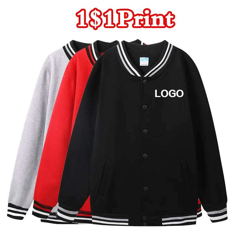 

Velvet insulated baseball jersey sweatshirt jacket custom printed logo men's and women's outerwear team uniform embroidery