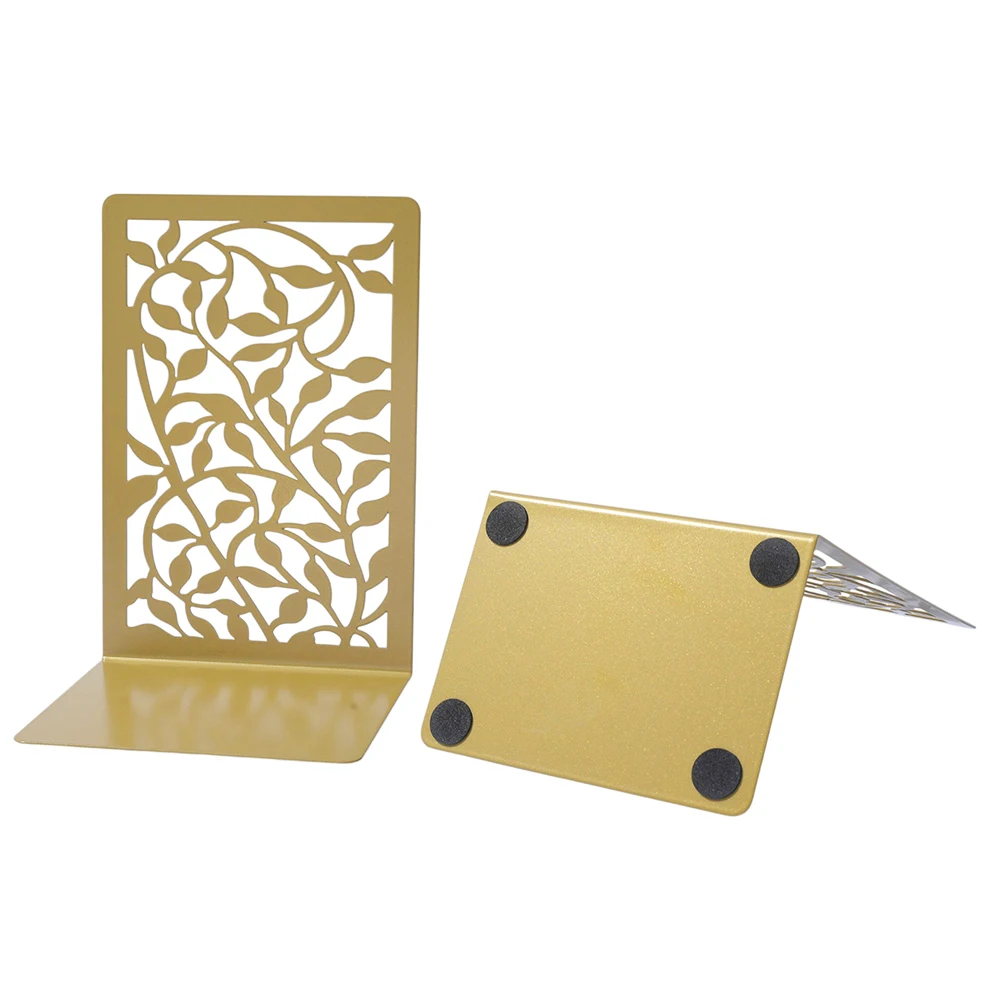 مجموعة حامل كتب معدني مجوف من الكرمة الذهبية مكونة من قطعتين - فروع ملفوفة وأوراق تصميم كتاب فرز الديكور القراء الأدبيين.