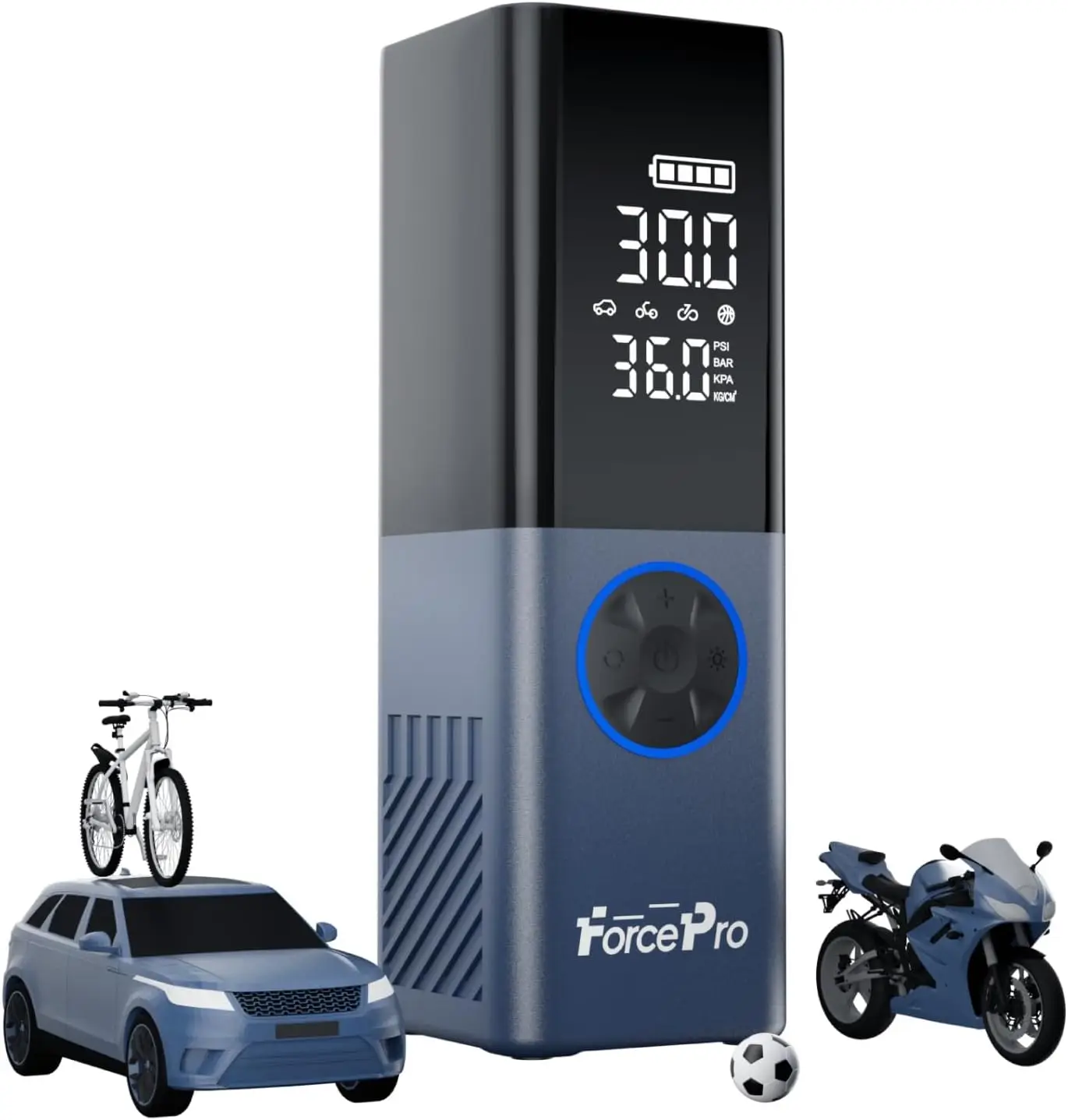 

Portable Air Compressor, 5X Faster Inflation 150PSI Cordless Pump for Car Tires with Rechargeable Battery