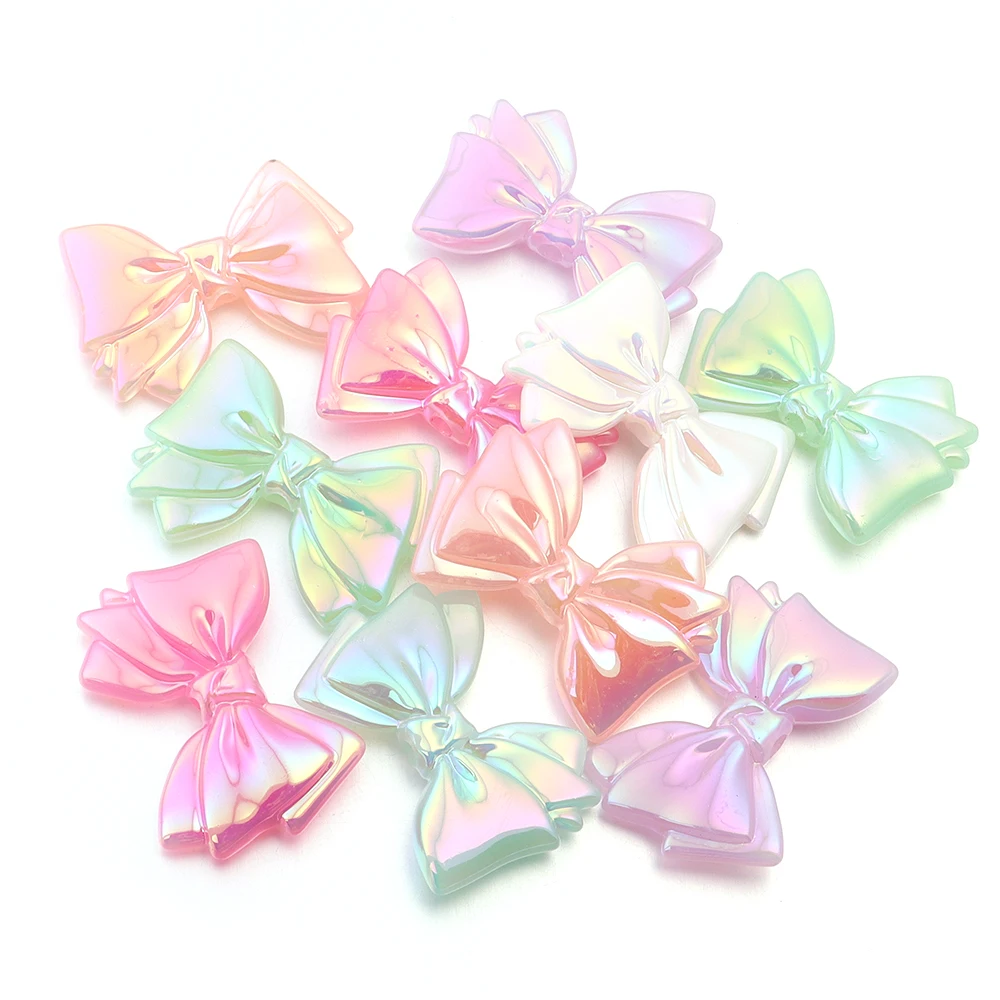10Pcs/Lot 43x30mm Jelly Color Bow Acrylic Bead Shiny Loose Spacer Beads For Jewelry Making DIY Handmade Keychain Accessories view 6