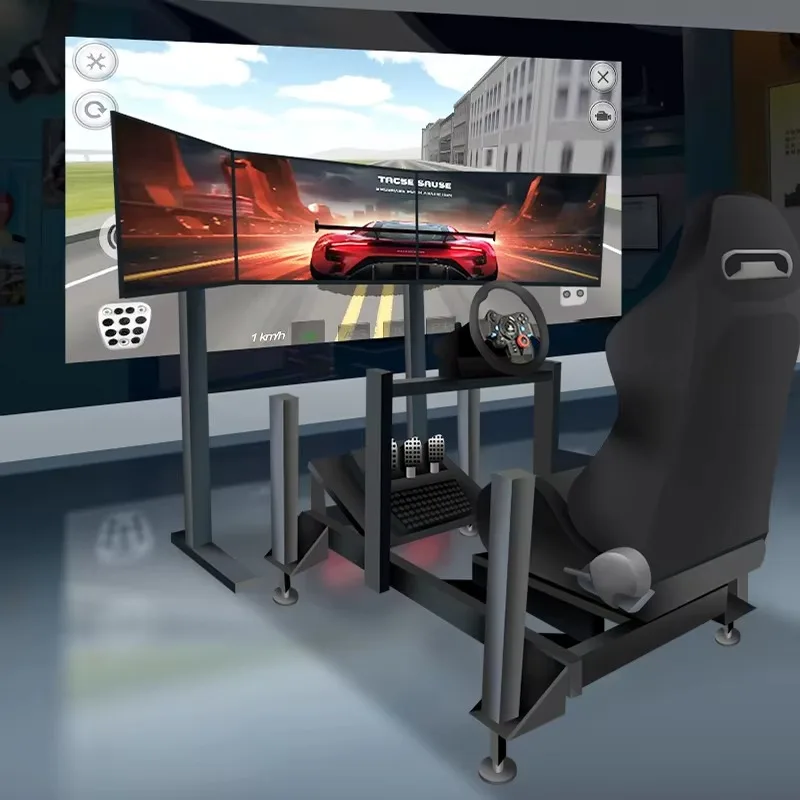 Large motion-sensitive cockpit three screens four six axes dynamic seats MR VR equipment racing emulator for F1 games