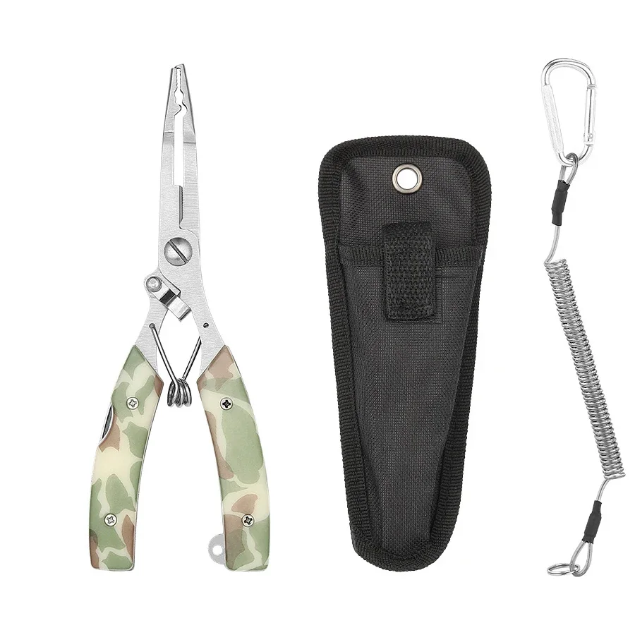 Dobeli Camouflage Stainless Steel Multifunctional Fishing Scissor Outdoor  Fish Line Cutter Pliers With Mini Folding Knife