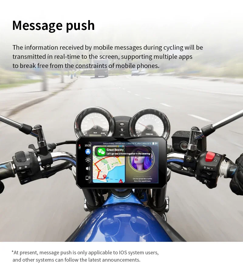 5-Inch Carplay Wi-Fi Motorcycle Dashcam With IPS Touch Screen Dual Lens 2K Resolution DVR