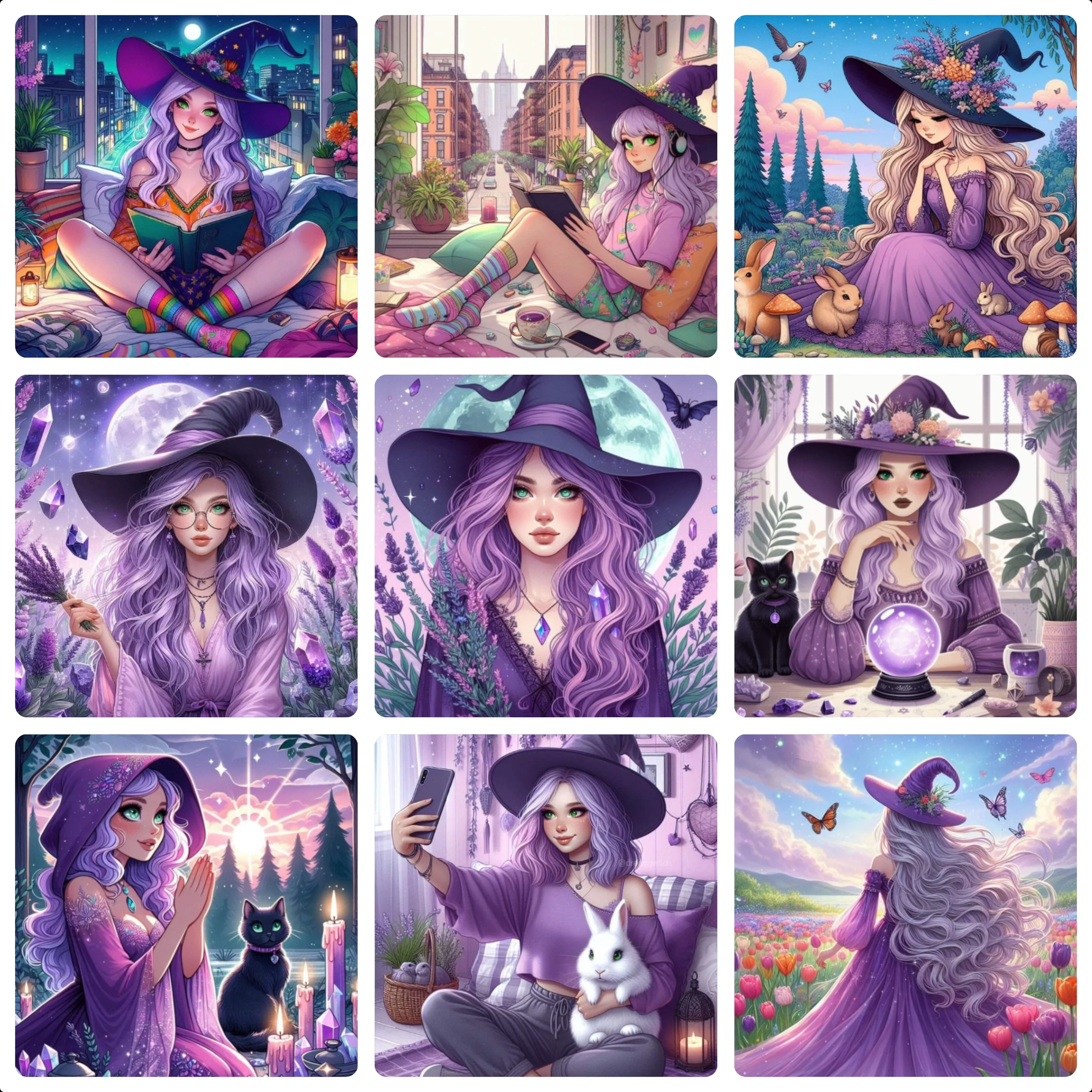 Cartoon Junge Hexe 5D Diamant-Malerei-Sets Anime Niedliches Magisches Mädchen Handgemachte DIY-Mosaik-Stickerei Kreuzstich