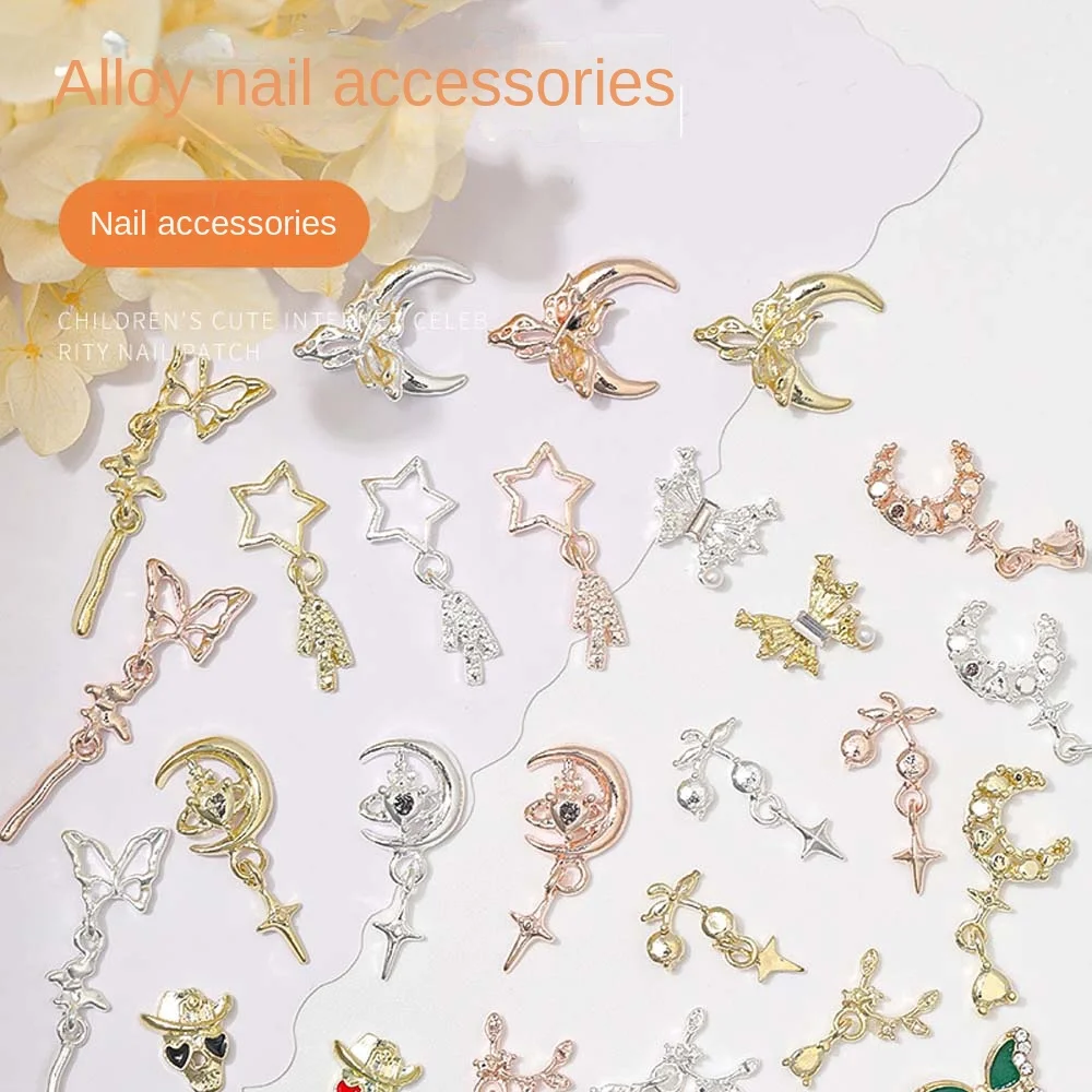 Nail Art Jewelry Star Nail Decorations Alloy Nail Art Charms Random Color Moon Nail Accessories Manicure Ornaments