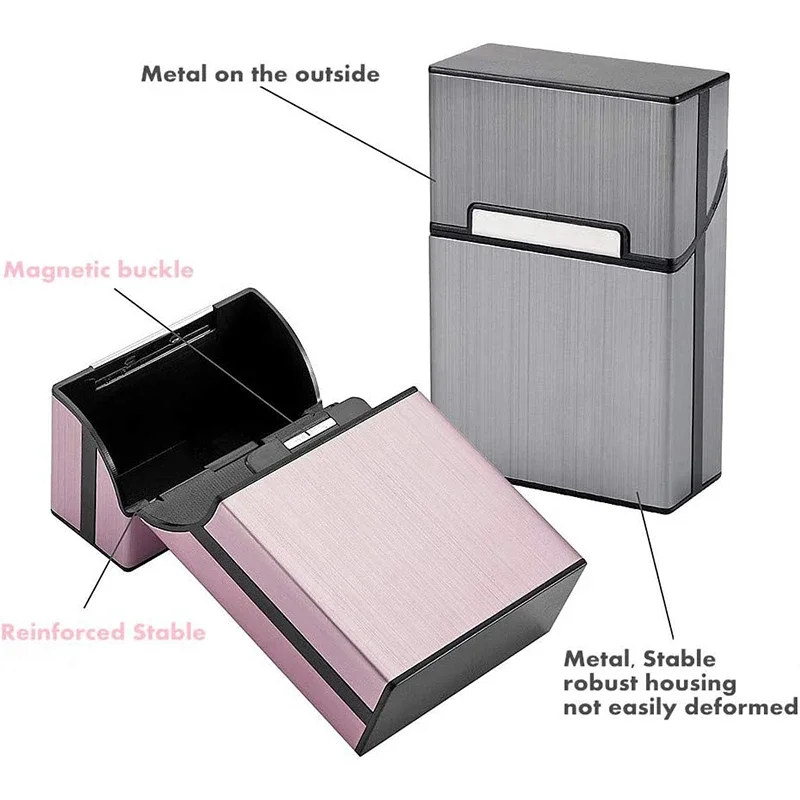 Aluminum Alloy Business Card Holder Metal Platic Box Magnetic Button Name Card Sleeve Storage Container Case Pocket Box Men Gift