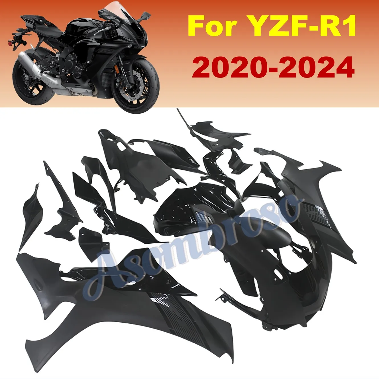 

Полный комплект обтекателей для Yamaha YZF-R1 2020-2025 YZFR1 YZF1000, матовый черный, литые панели кузова