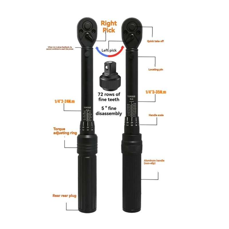 1/4 "مفتاح العزم 2-24N.M مربع محرك عزم الدوران مفتاح 1/4" برو مفتاح العزم المهنية دراجة أداة إصلاح السيارات