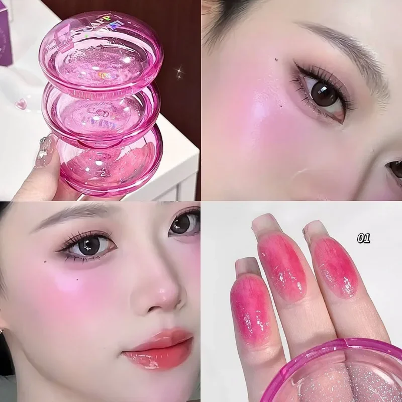 Violet Jelly Blusher Shining Color Changing Blush Face Makeup Glitter Blue Purple Tint Cheek Color Lasting Natural Rouge Cream