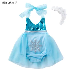 Summer Baby Girl Sets Sequin Tulle Bodysuit+Hairband 2pcs Cute Infant Sleeveless Jumpsuit Girls Outfit Newborn Sets