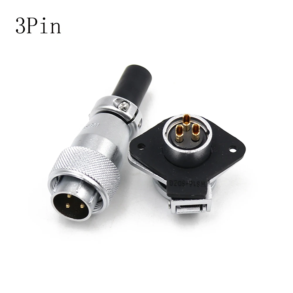 

WS16 Connector 2/3/4/5/7/9/10 Pin High Voltage Waterproof Plug Socket Industrial Power Metal Cable Connectors 1 Pair