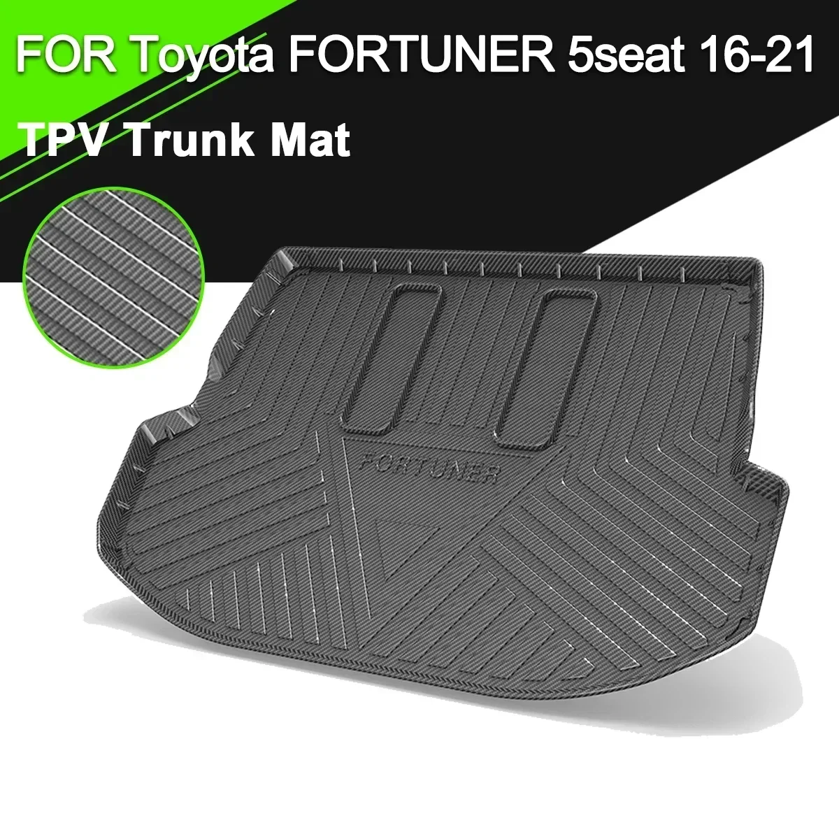 

Car Rear Trunk Cover Mat TPV Waterproof Non-Slip Rubber Cargo Carbon Fiber Pattern Liner For Toyota FORTUNER 16-21 5/7 Seater