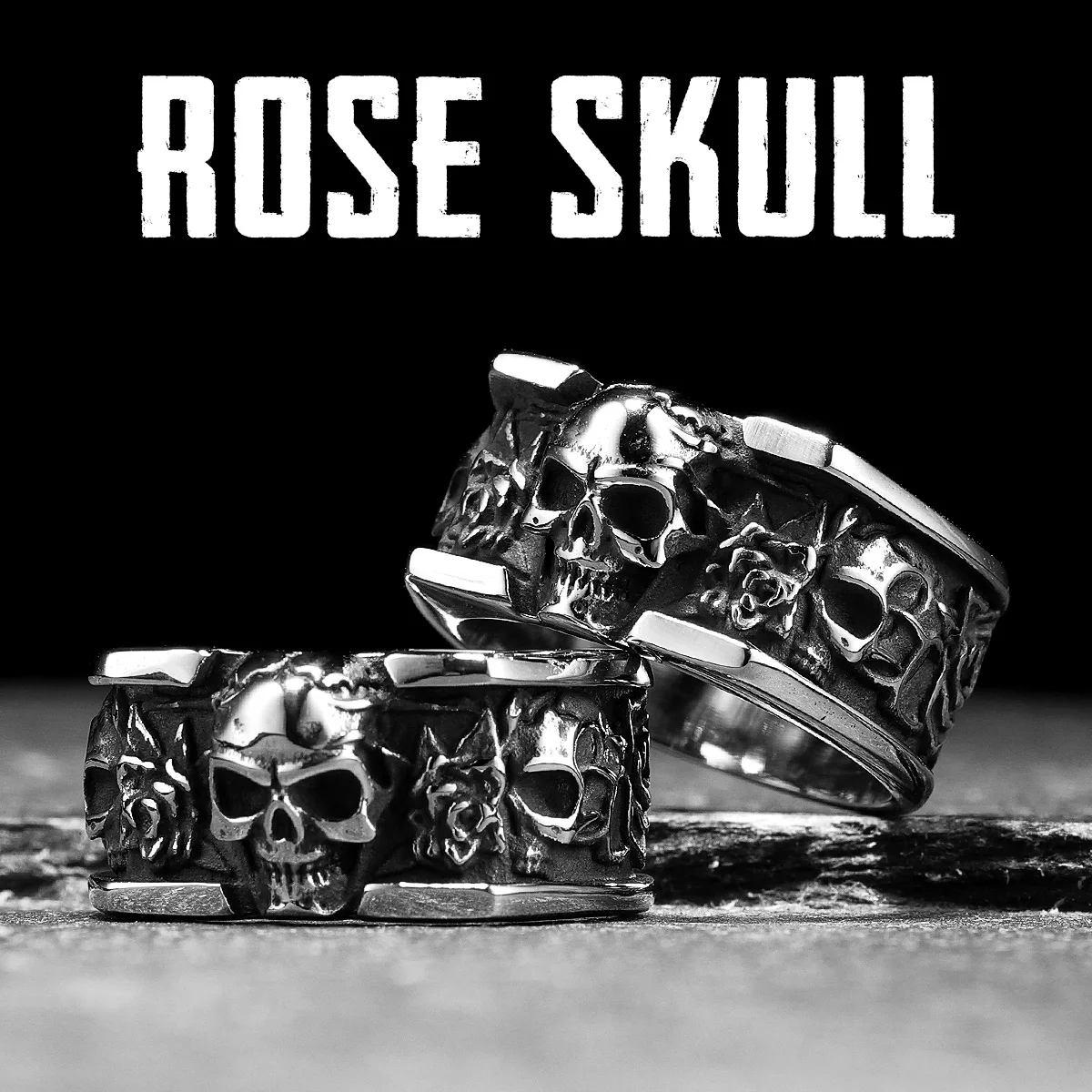 Vintage Rose Skull Men Rings Stainless Steel Women Jewelry New In Rock Fashion Accessories Gift Wholesale Dropshiping