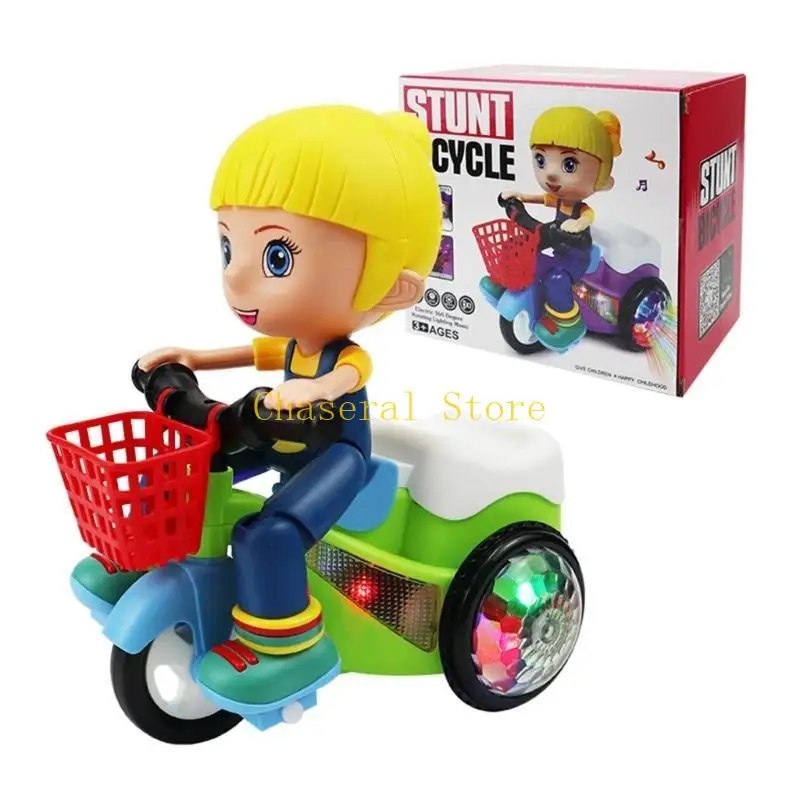 E7ce baby Musical Stunt Bike Elektrische roterende driewieler met flitsende licht Universal Wheel Toddler Girls Boys Birthday