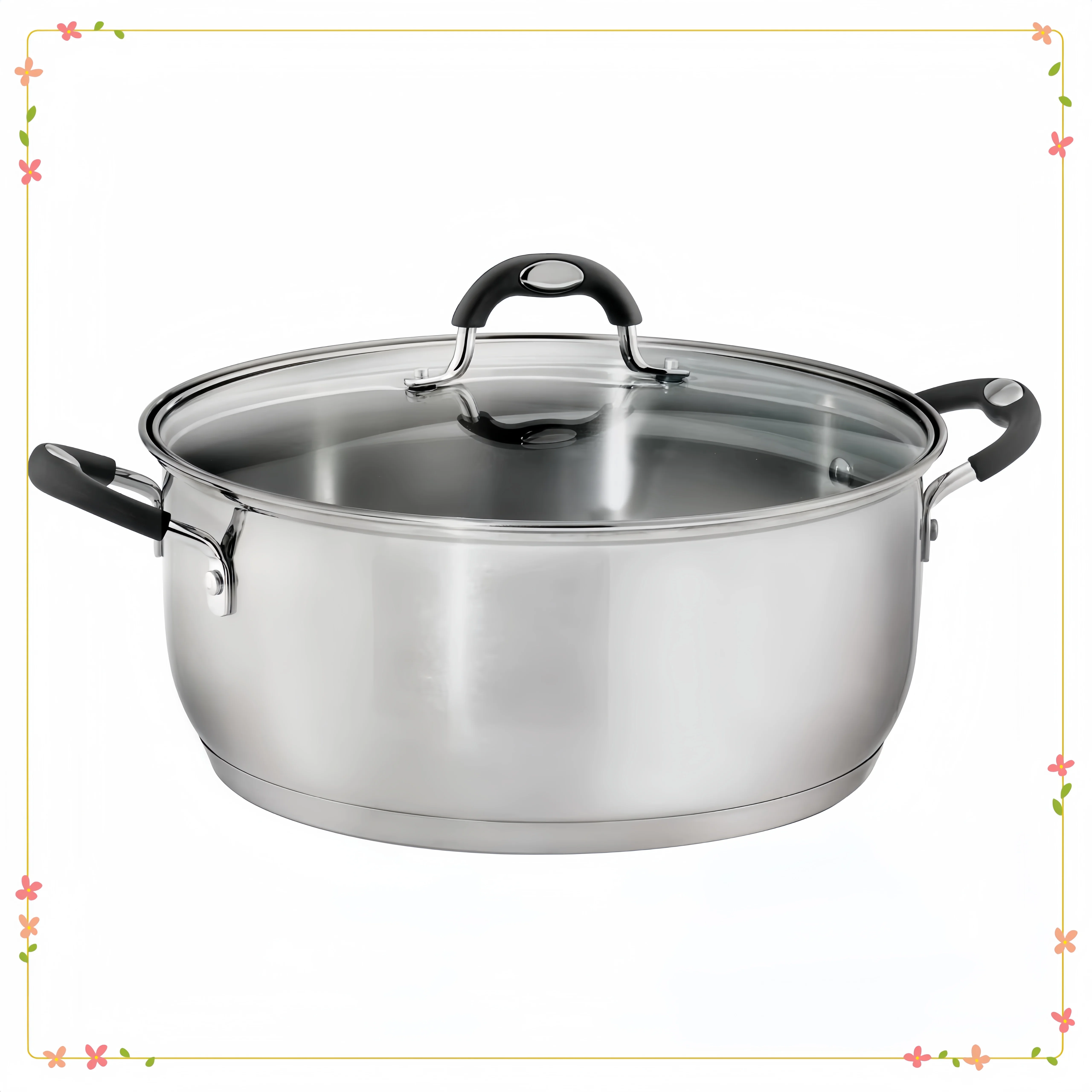 

9 Quart Stainless Steel Dutch Oven, Gourmet Cooking Pot for Braising, Stews, Soups & Oven to Table Serving