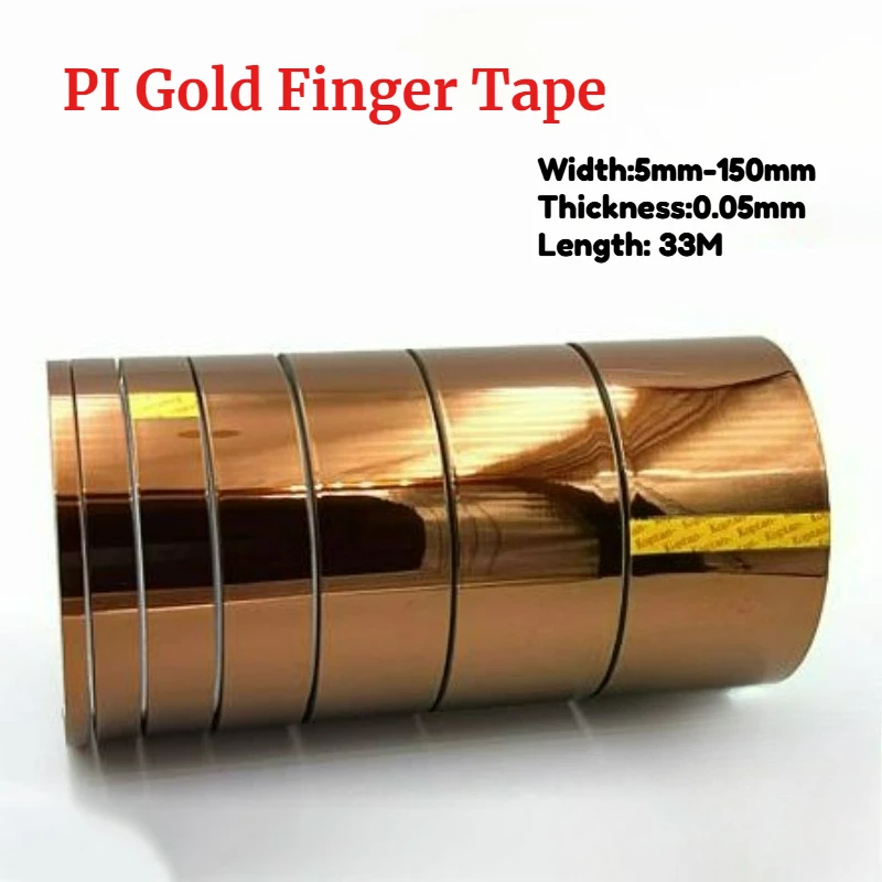 33M Polyimide Tape Gold Finger Tape for FPC/PCB Repair - High-Temperature Resistant Tear-Proof 5mm-150mm Width Kapton Tape