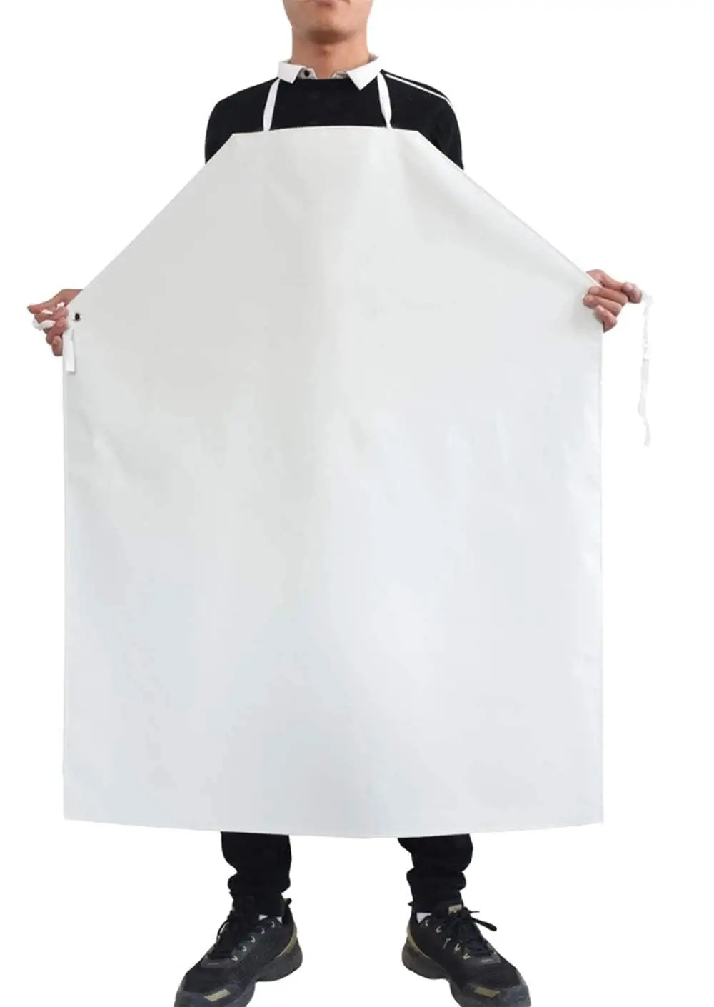 Disposable Aprons, 28 x 36 Inch, White, Pack of 100, 60 GSM Microporous, Lightweight Breathable Aprons with Head Loop