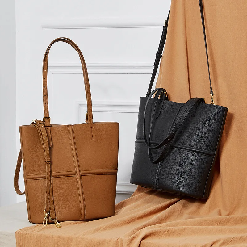 Neue trendige Damen-Eimer-Tragetasche aus echtem Leder, Set mit Tasche 2025, Luxus-Designer-Shopping, vielseitige Umhängetasche, Handtaschen, Schultertasche