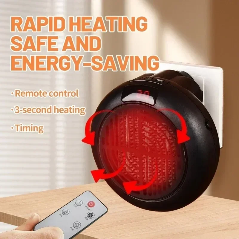 Mini Heater Winter Home Wall Mounted Desktop Dual-Purpose Silent Fast Heating Heater Electric Heater with LED Display and Timer
