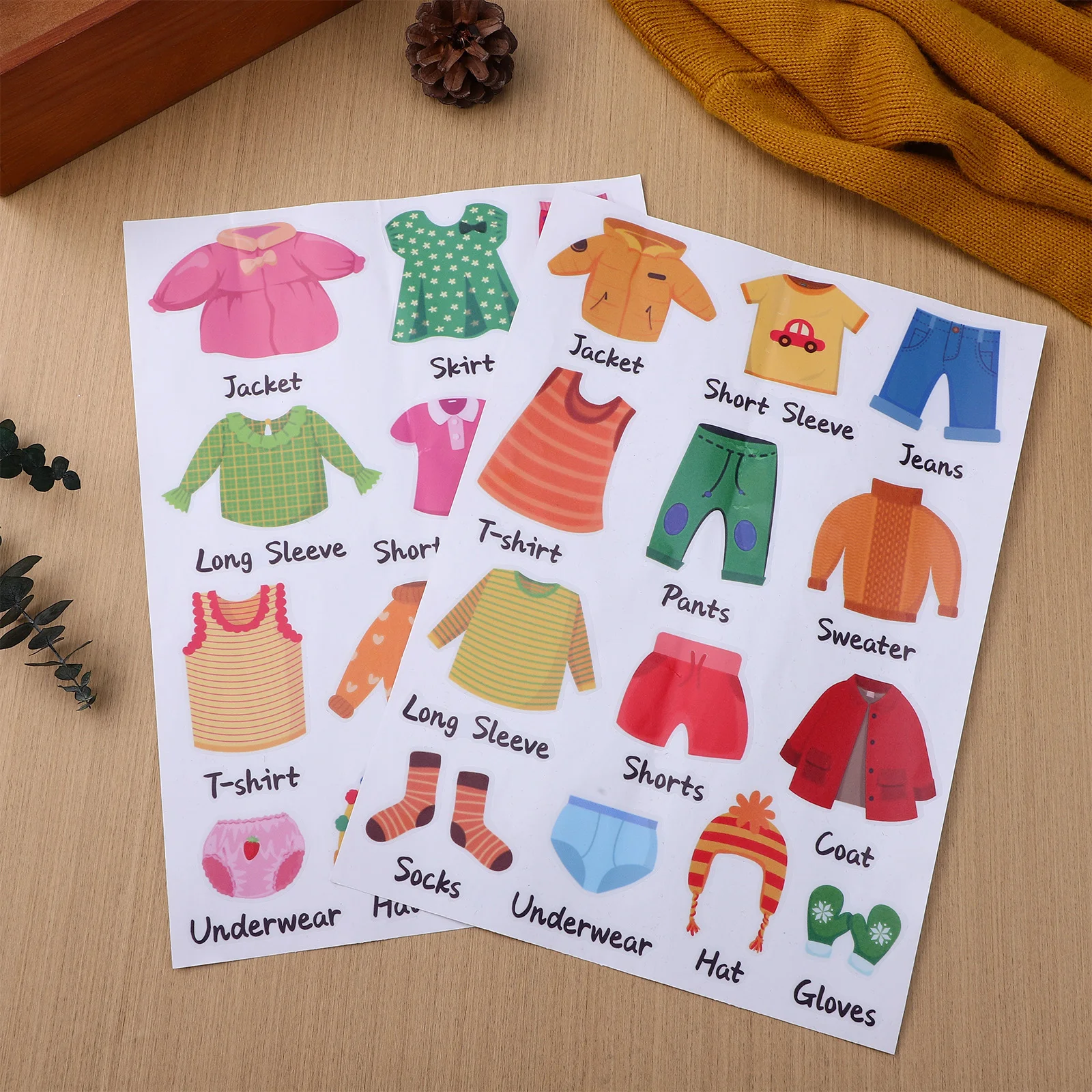 

1 Sheet Pvc Removable Clothes Organization Stickers Drawer Labels For Kids Dresser Clothing Storage Decorative Use