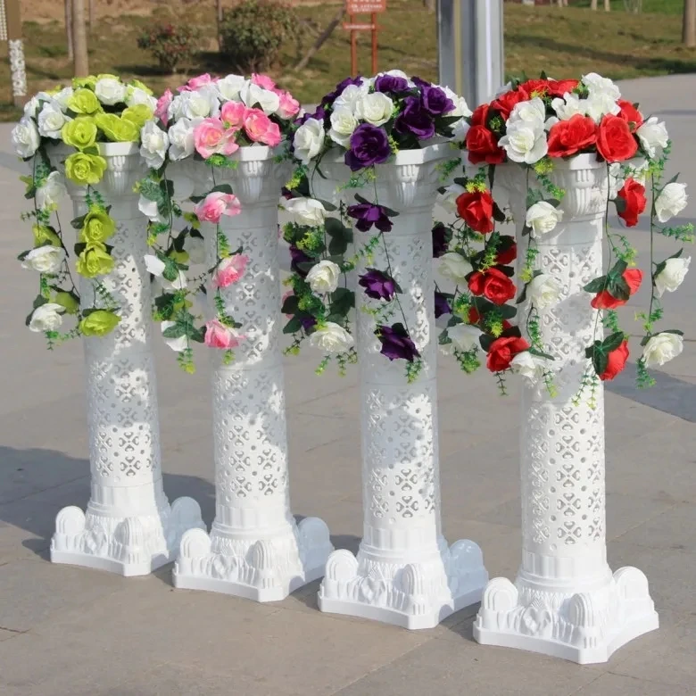 

2pc White Roman Pillar Wedding Landscaping Roman Pillar Artistic Roman Column Statue Party Flowerpot Holder Wedding Roman Pillar