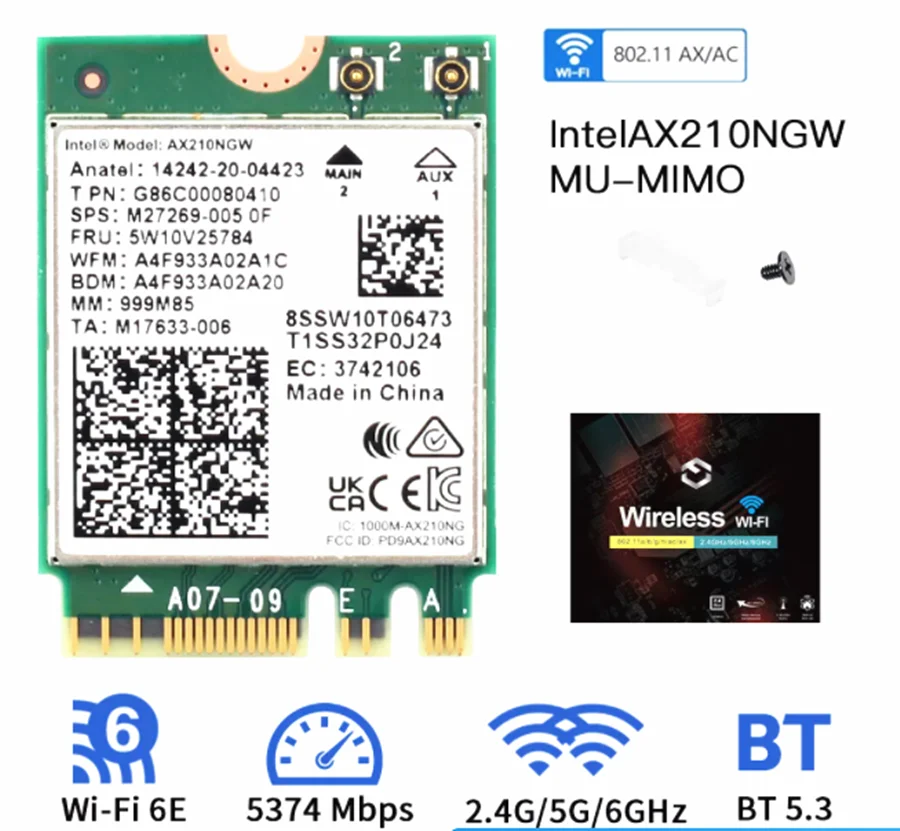 Wi-Fi 6E карта M.2 Intel AX210 WiFi Bluetooth 5,4 трехдиапазонный ноутбук M.2 сетевая карта