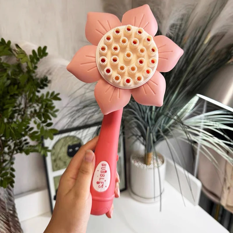 Máquina de burbujas de girasol de 23 agujeros, máquina eléctrica automática de burbujas, Pomperos, soplador de jabón de verano, juguetes al aire libre para niñas y niños