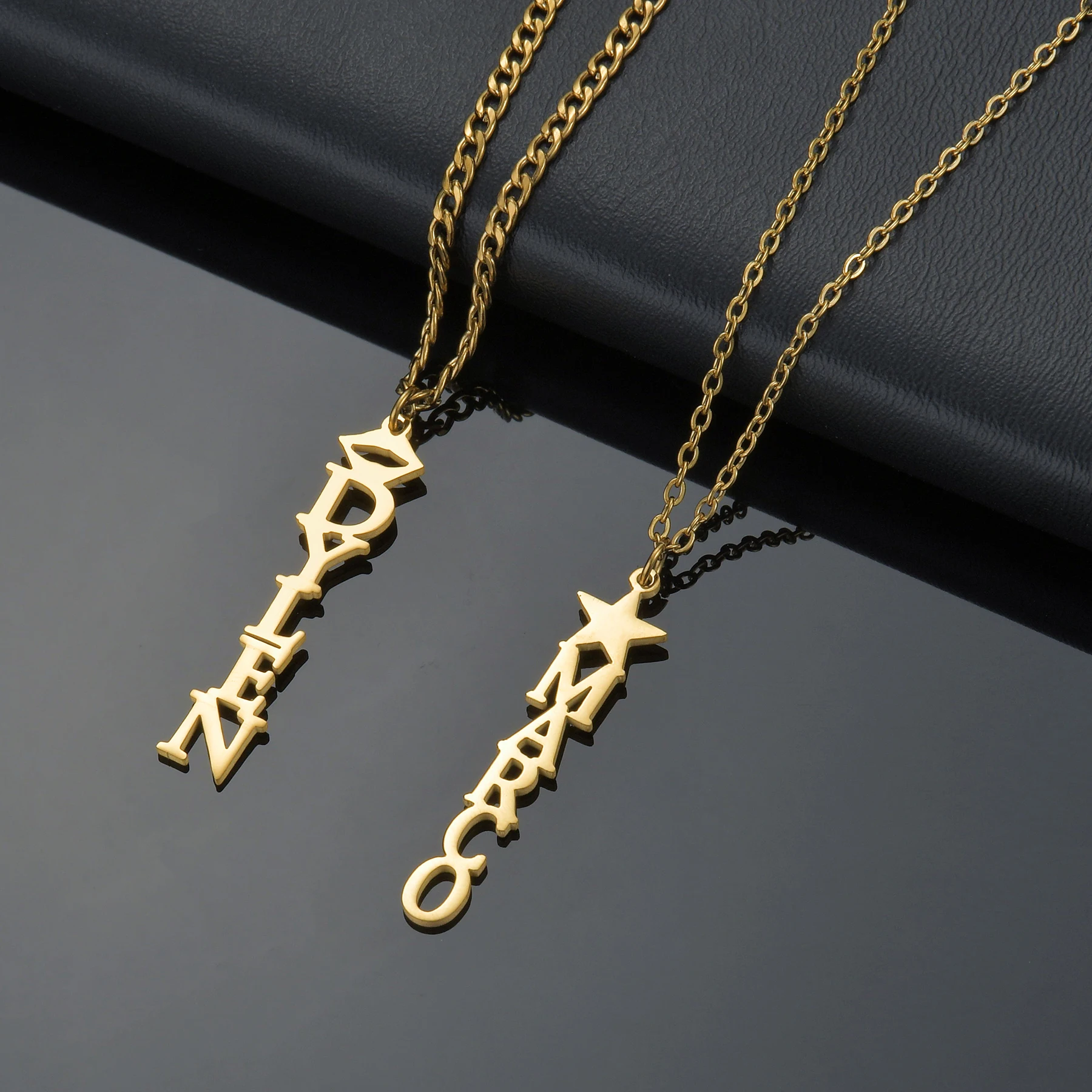 Atoztide Gepersonaliseerde Aangepaste Naam Kettingen Een Gat Naamplaatje Hanger Voor Vrouwen Rvs Link Ketting Sieraden Cadeau