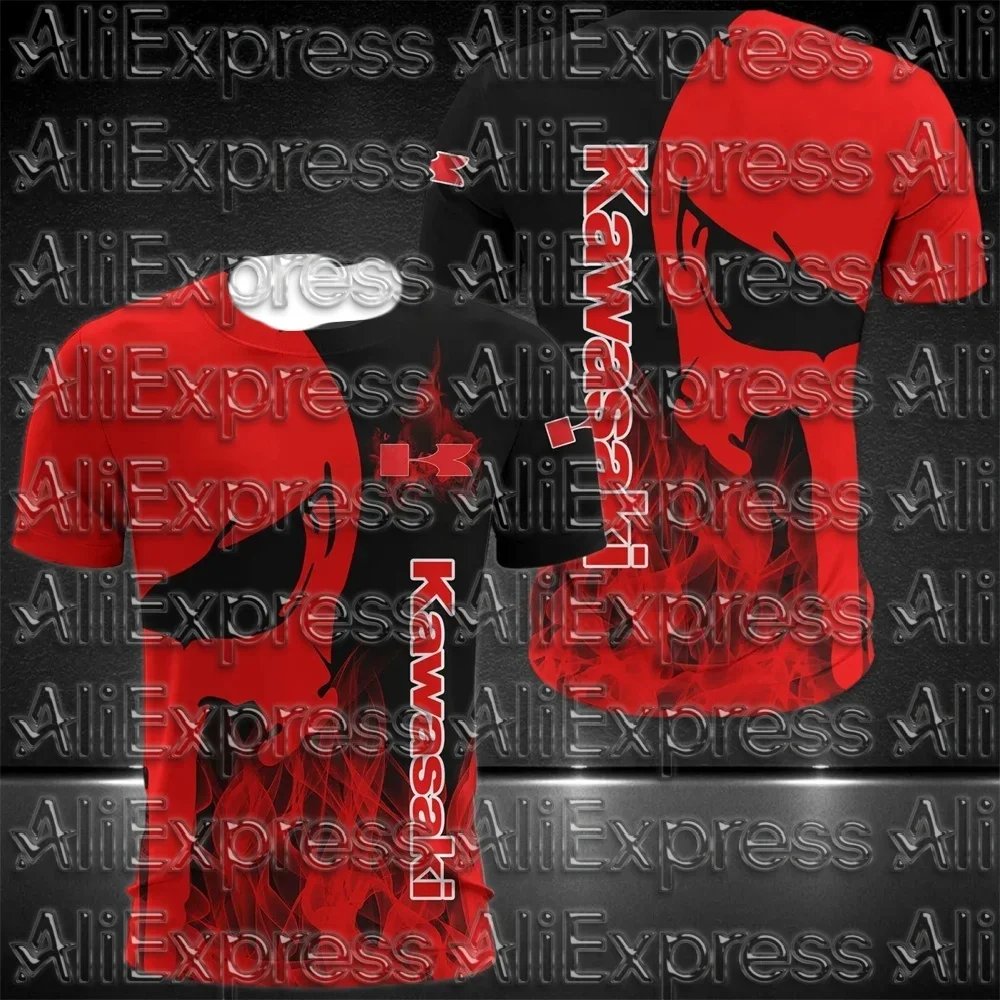 

Футболка MOTO Kawasaki, мужская футболка с принтом, высококачественная быстросохнущая впитывающая пот футболка на лето, уличная повседневная одежда