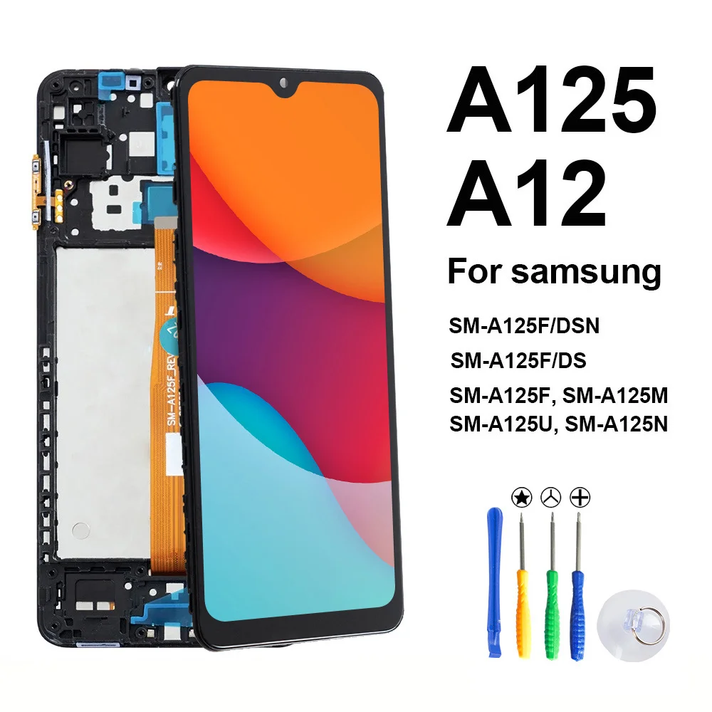 SM-A125F/DSN Display For Samsung Galaxy A12 A125 Lcd Touch Screen SM-A125F SM-A125M SM-A125U SM-A125N Replacement With Frame