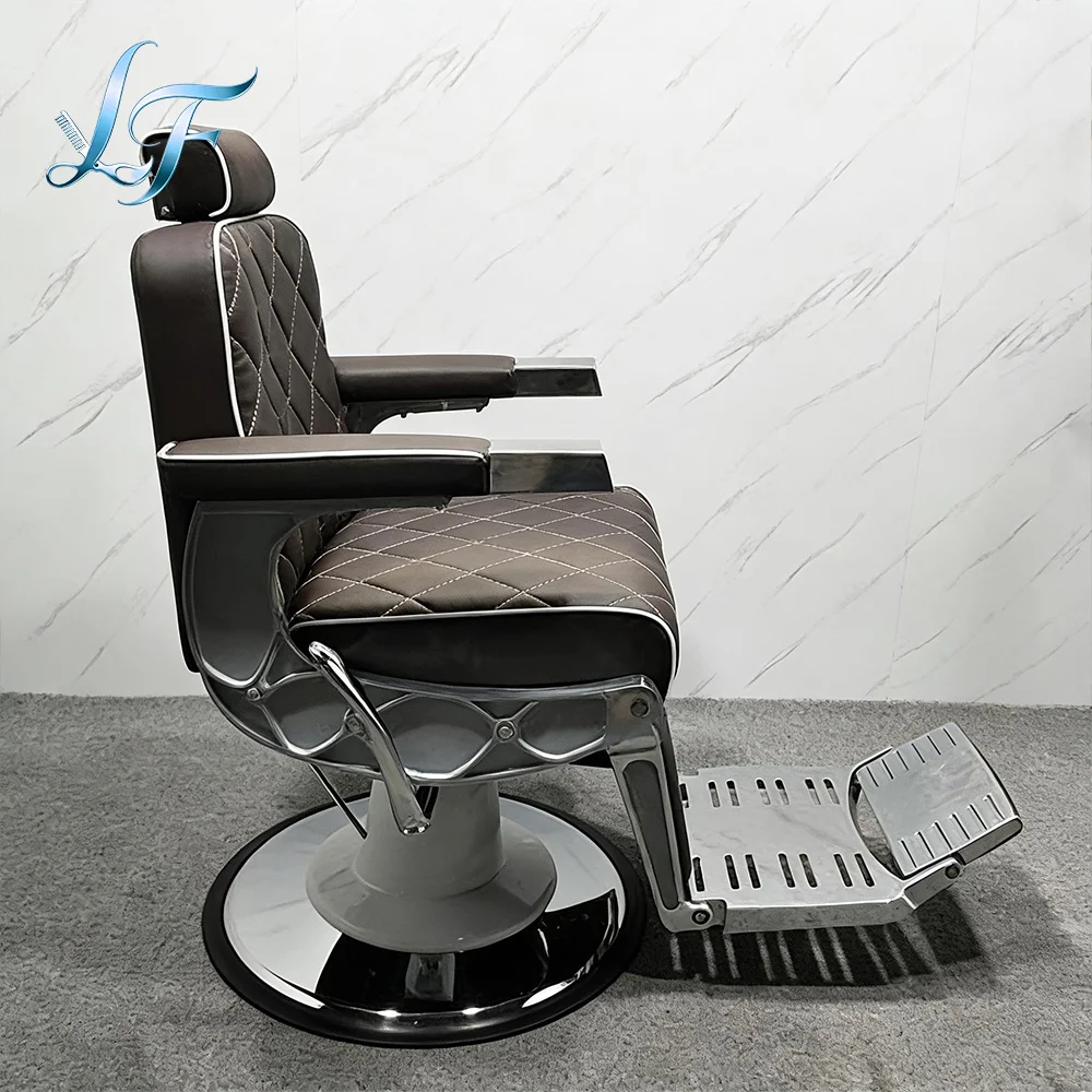 

Adjustable Reclining Customizable Barber Chair With Large Base For Hair Salon Hair Cutting Service