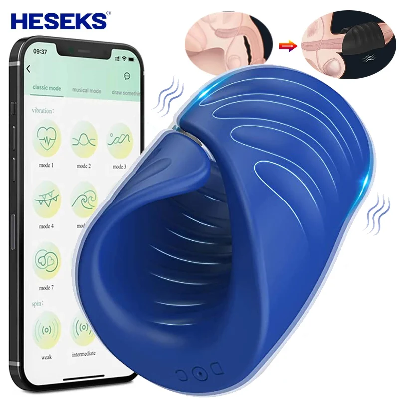 HESEKS Male Masturbator Penis Training Vibrator With APP Control Sex Toy For Men Sexual Massager Cock Ring Glans Trainer 18