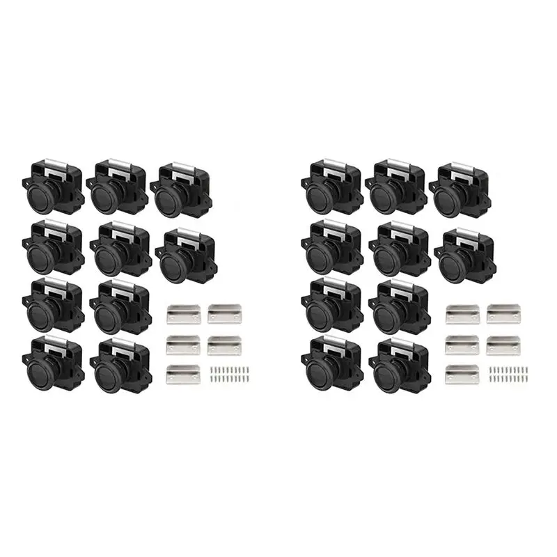 Pack Of 20 Locks, Metal Push Button Door Locks Furniture Locks Cabinet Locks Cabinet Locks Door Locks, Black