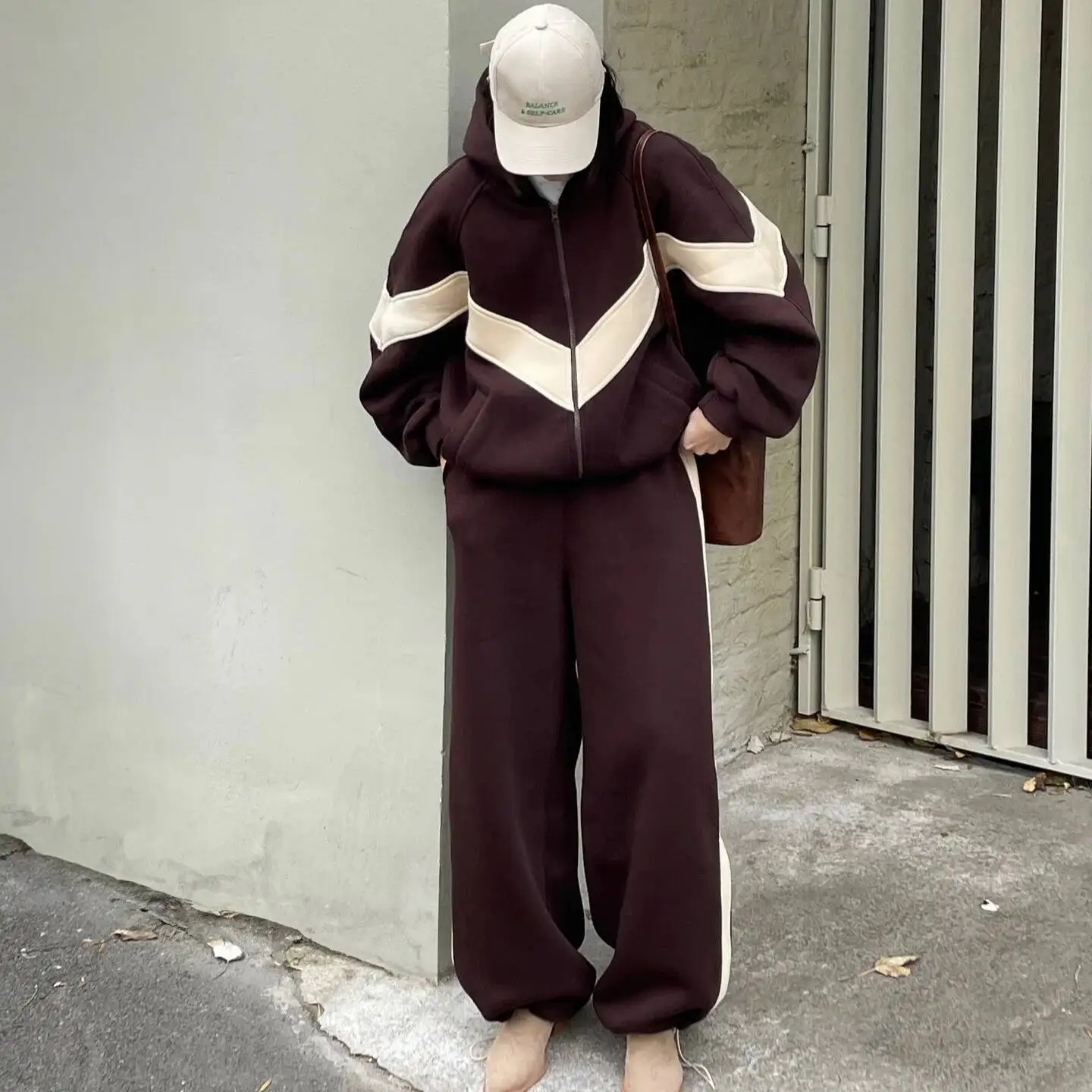

Women Sports Set Fashion Casual Long Sleeve Contrast Color Tracksuit Women's Sporty Cardigan & Pants Set Street Style Outfit