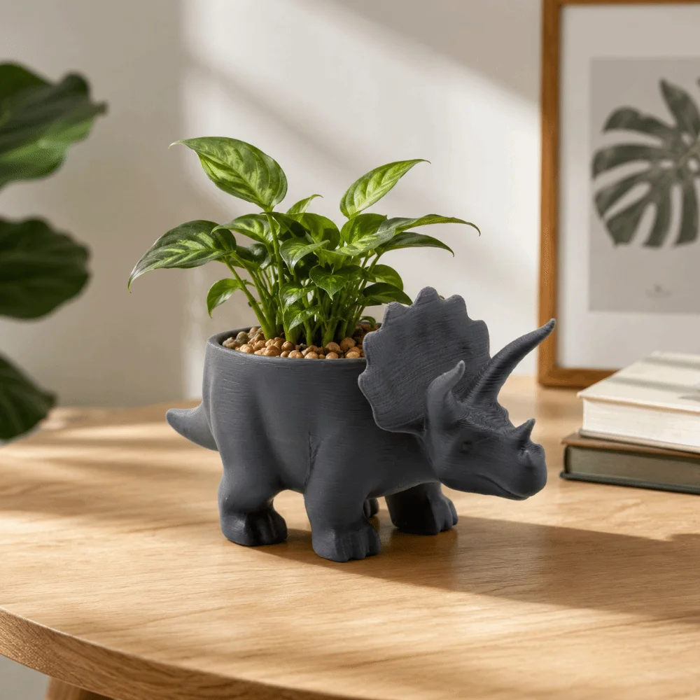 3D Printed Dinosaur Plant Pot, Cute Mini Desk Decor, Small Storage Planter