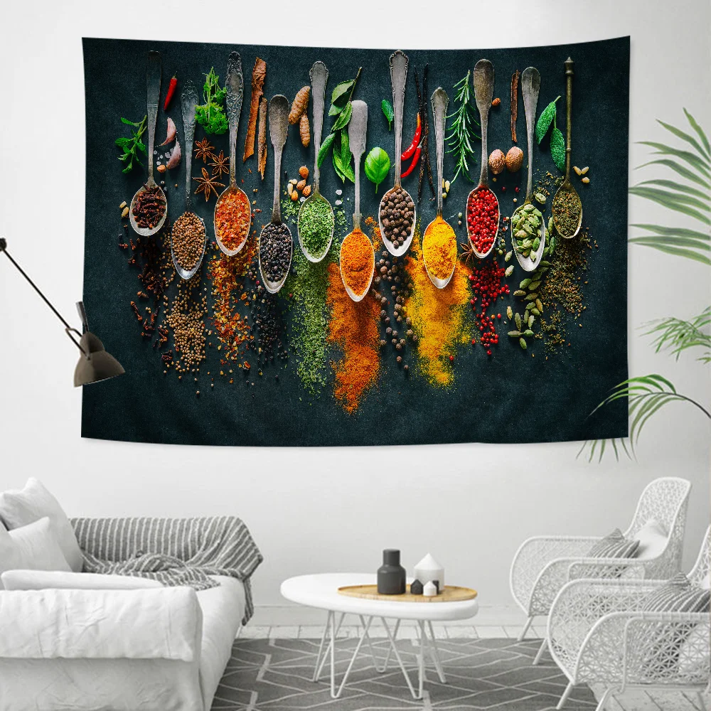 

Grains Spices Peppers Printed Large Wall Tapestry Indian Buddha Wall Decoration Witchcraft Bohemian Hippie Wall Art Decor