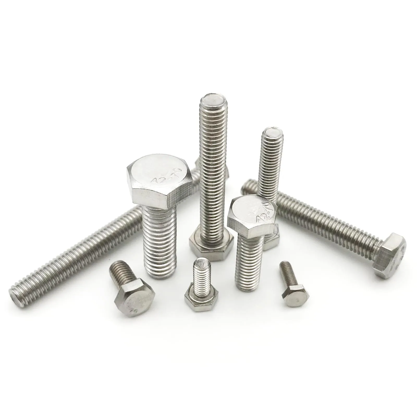 6-100mm 304 Stainless Steel DIN933 External Hex Screw Outer Hexagon Head Bolt Length M3 M4 M5 M6 M8 M10 M12 M14 M16 A2-70