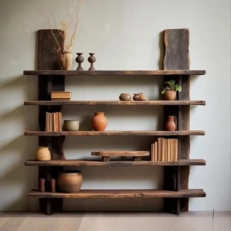 Customized old elm bogu frame B & B antique porcelain display stand, quiet wind solid wood multi-layer rack, locker