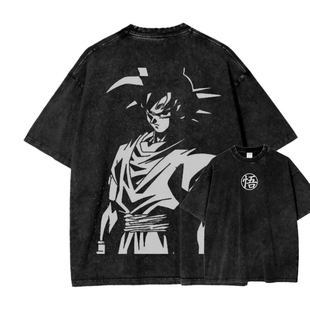 Abbigliamento Harajuku da uomo Anime Dragon Ball Cosplay T-shirt lavata in cotone manica corta ampia T-shirt sportiva casual da fitness