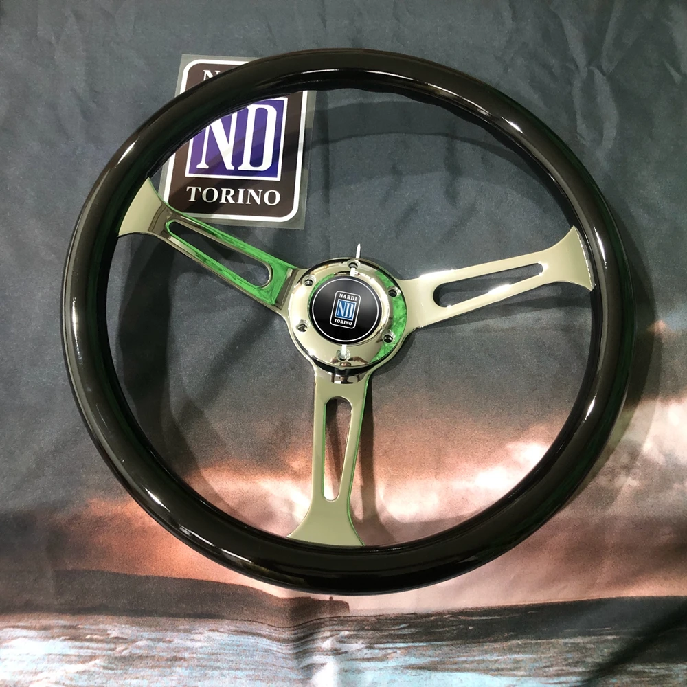 Zwart 15Inch Klassiek Abs Hout Nardi Stuurwiel Auto Rally Racen Jdm Nardi Stuur Volantes Voor Vw Honda Toyota Bmw