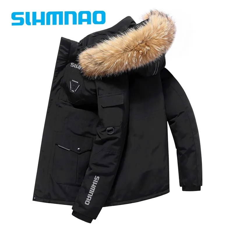 

New men's winter casual windproof warm down jacket, fishing warm jacket, cycling travel thick warm plush jacket