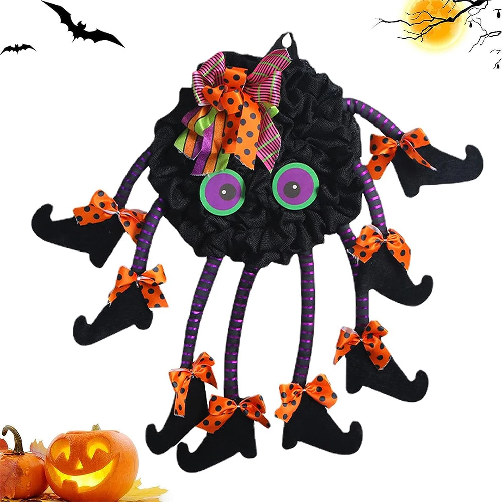 

Multi-leg Witch Wreath Spider Door Halloween Party Decor Ornament Pendant Home Wall Hanging Decoration