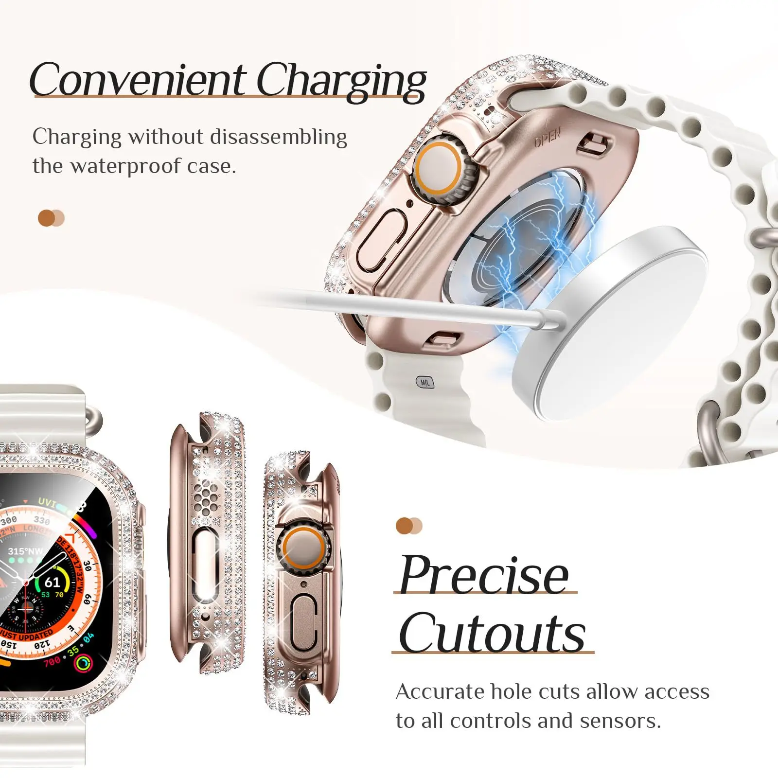 For i watch 10th generation 42/46mm full drill strap cover with film protective case modified new model watch cases