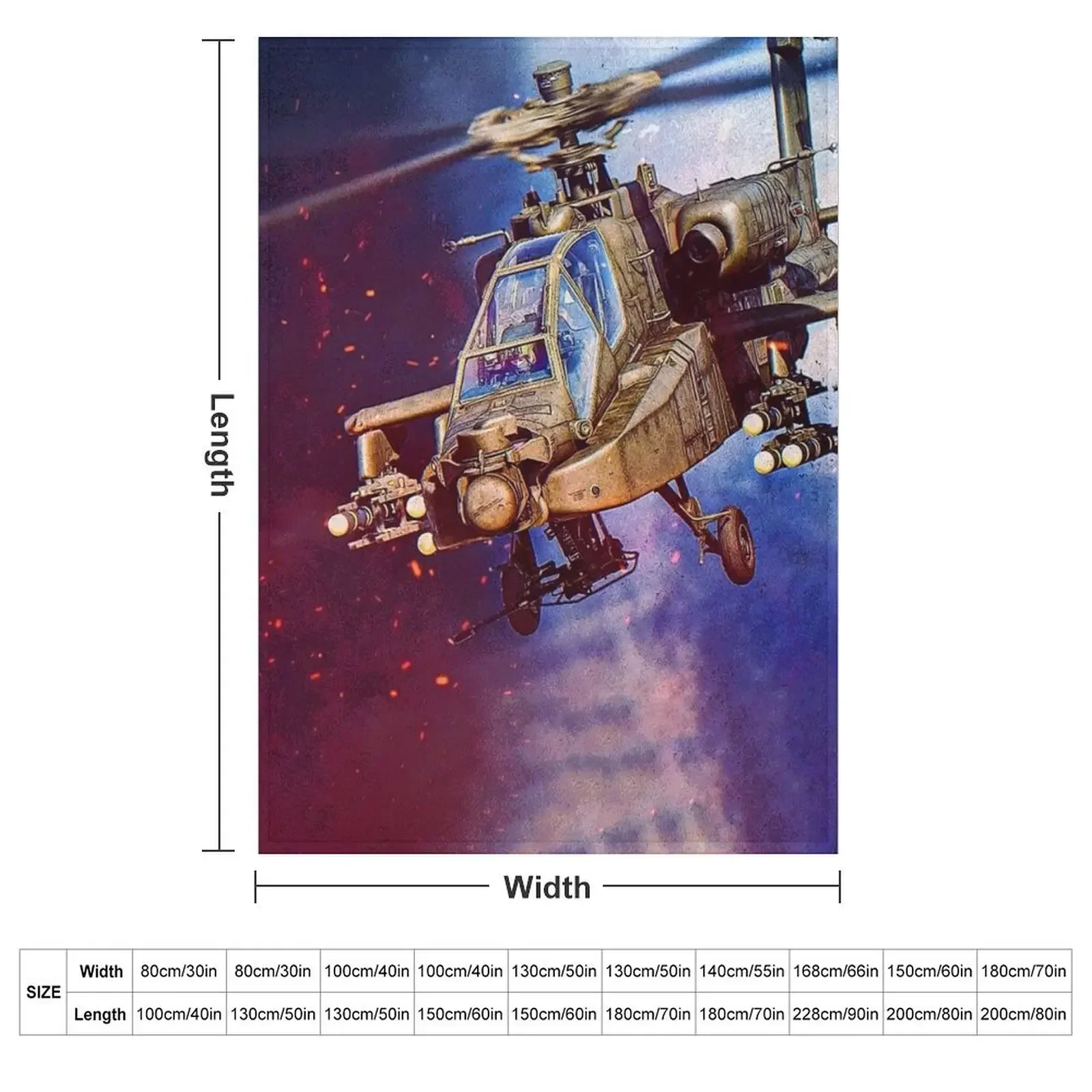 AH-64D Apache Helicopter Throw Blanket couch cozy soft plush fuzzy picnic outdoor blanket
