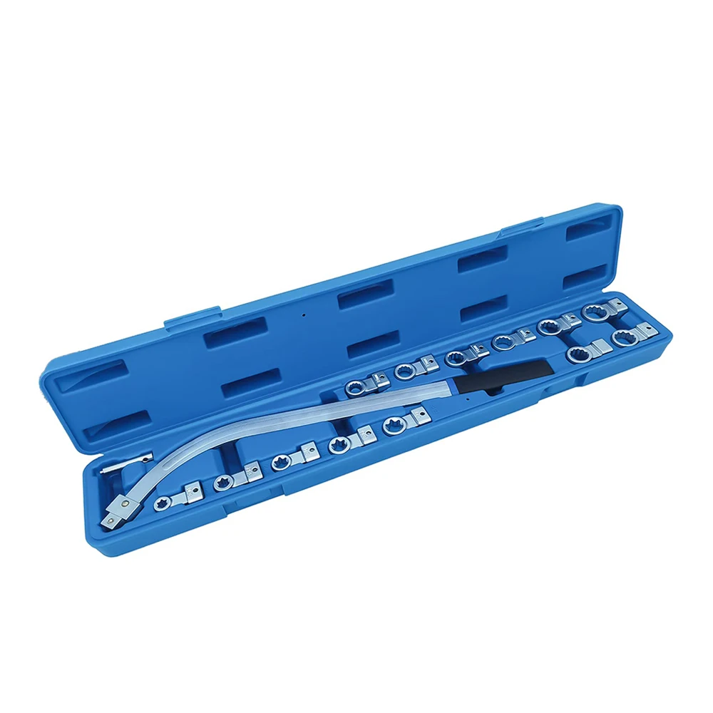 Podofo 15 stuks extra distributieriem spanrol Franse set 12 mm-19 mm E10-E18 12-punts gereedschapsset voor de meeste voertuigtypes