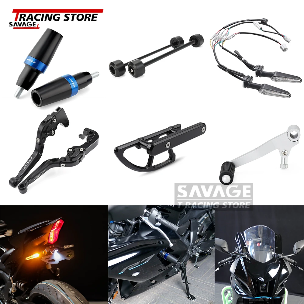 

Rear Brake Disk Protector Frame Slider Wheel Axle Mudguard Guard Brake Clutch Lever Footrest Turn Signal For Yamaha YZF R7 YZFR7