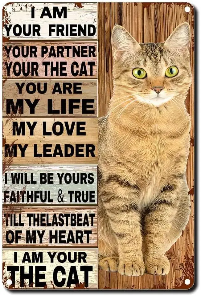 Tin Sign Yellow cat Metal I am Your Friend Vintage Fun Home Decor Bistro Cartel de Chapa Decoración pared