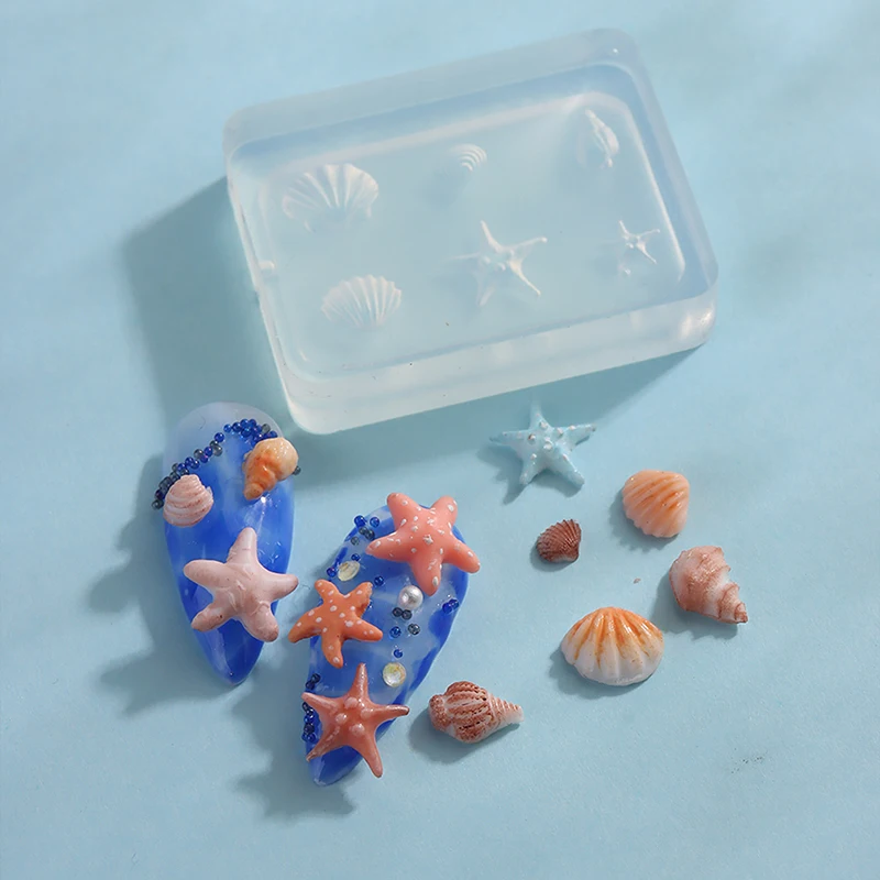 네일 아트 부드러운 실리콘 몰드 쉘 조가비 몰드 3D 실리콘 조각 오션 스타일 DIY 네일 디자인 템플릿 살롱 용 네일 액세서리