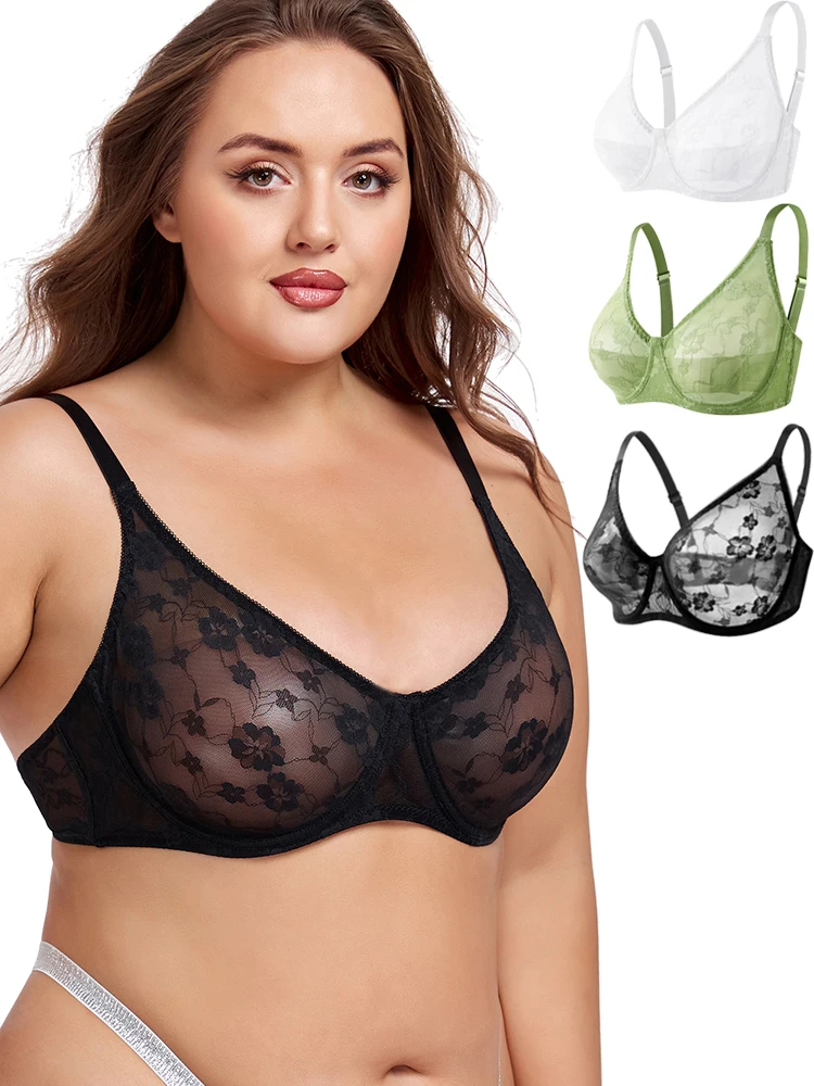 

Женский бюстгальтер из 3 предметов, элегантный кружевной прозрачный бюстгальтер без подкладок, сексуальное женское белье BH, топы с цветочным принтом, вязаный бюстгальтер на косточках, бюстгальтеры больших размеров