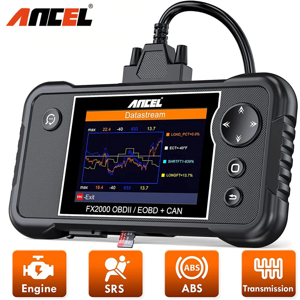 

ANCEL FX2000 OBD2 Diagnostic Scanner 4 System Auto ABS SRS Engine Transmission Scan Tool Professional Automotive Code Reader